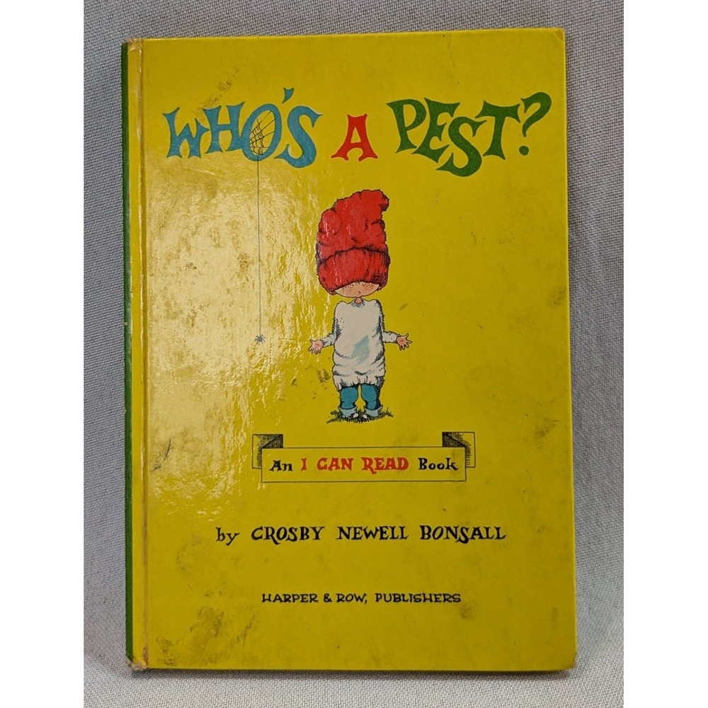 Harper & Row Who's a Pest? Childrens Book OS Yellow Good Vintage I Can Read